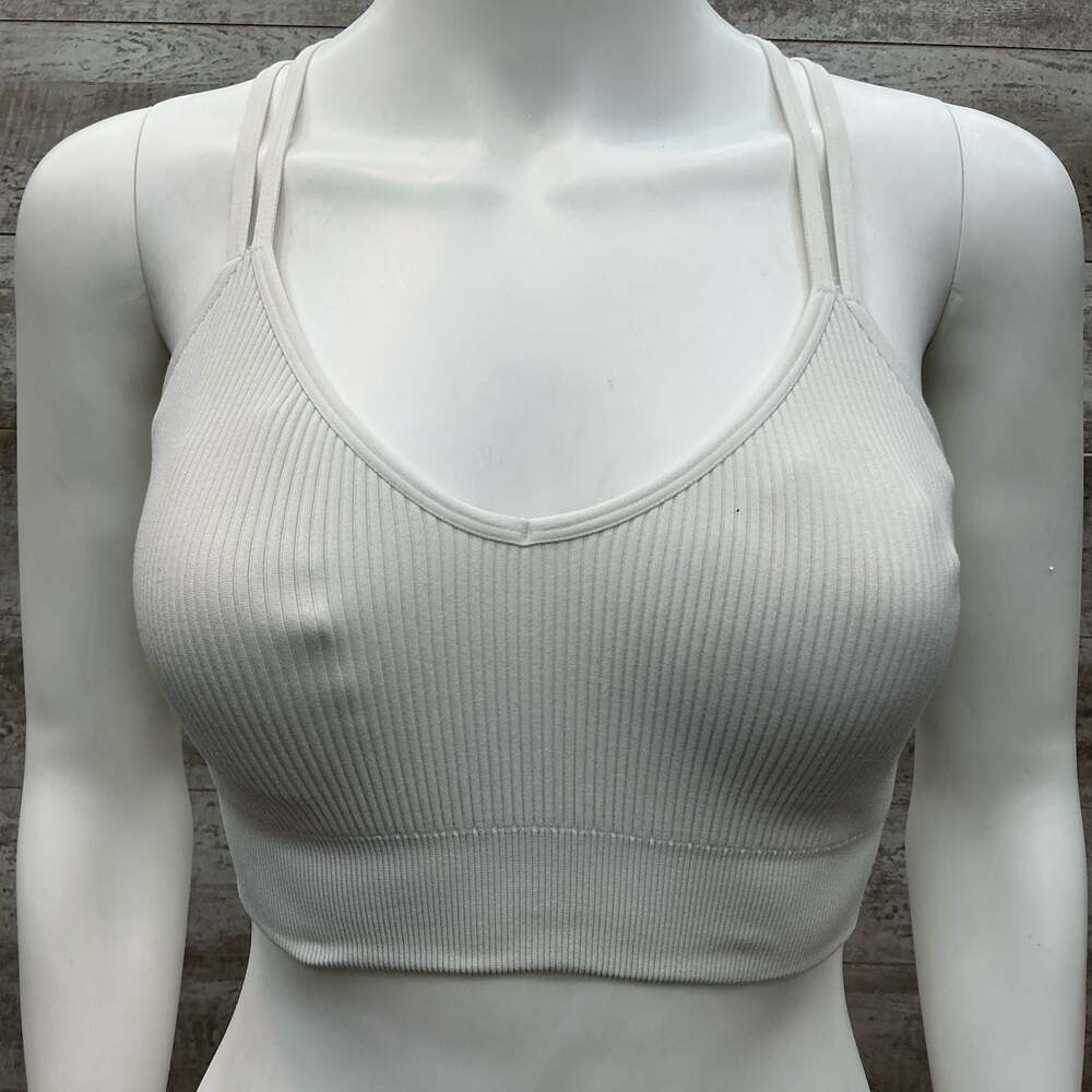 Aerie Ribbed Double Strap Criss-Cross Back Crop Top Bralette Medium